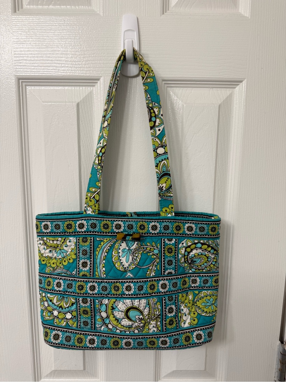 Vera Bradley Tote Bag in Teal and Lime